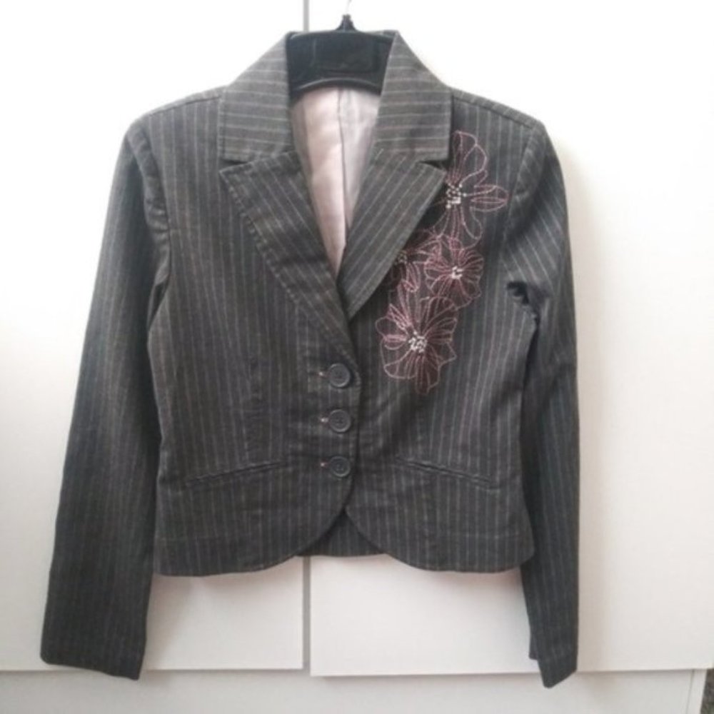 Vintage y2k 90s Gray pinstripe blazer
